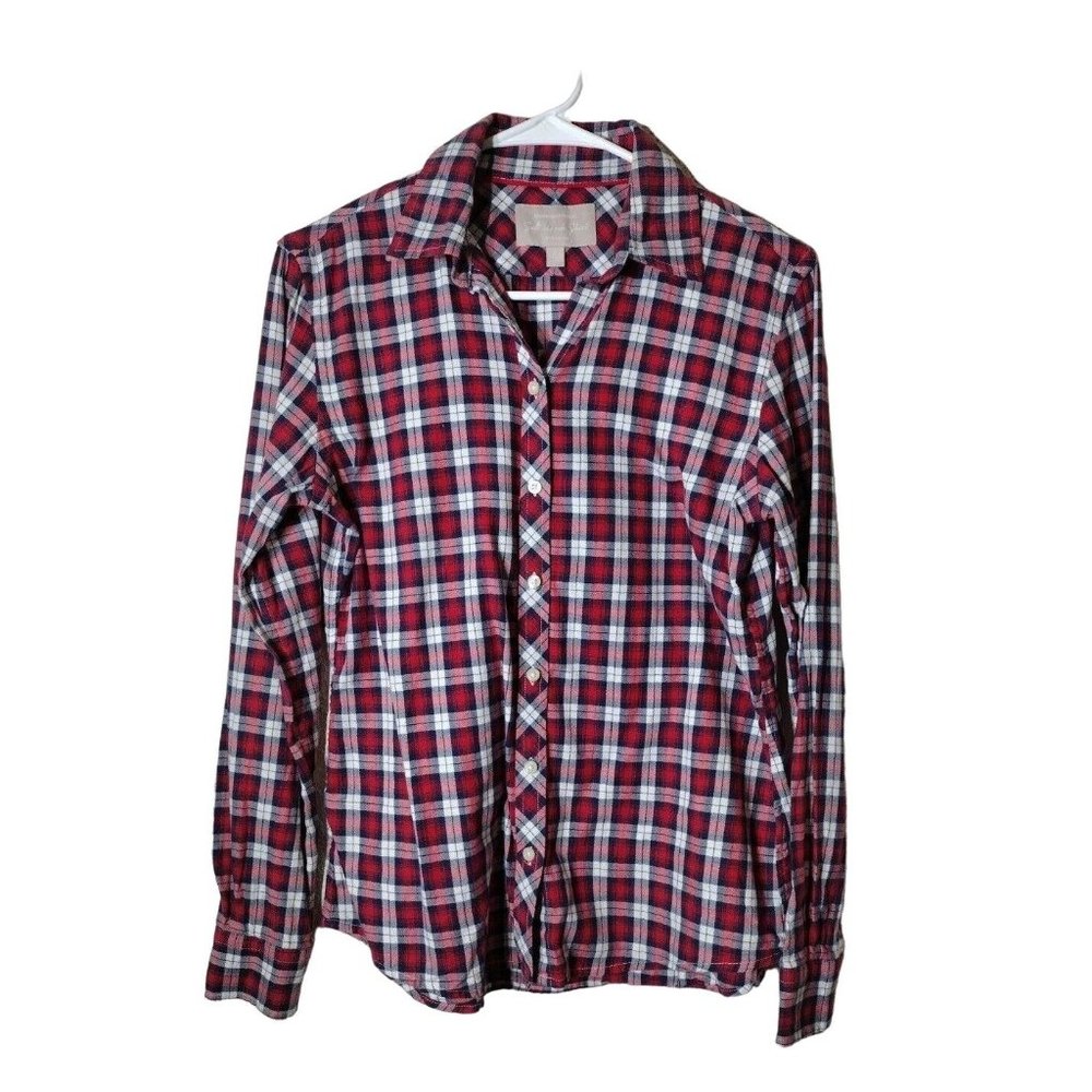 Banana Republic Top Womens Small Plaid Button Up Soft Wash